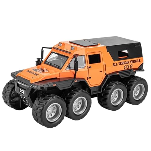 DIYUHUO Für 1/32 Simulation Conqueror 8x8 Rad Off-Road Legierung Modell Polizeiauto Sound und Licht Feedback Tür Spielzeug Dekoration (Orange) von DIYUHUO