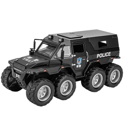 DIYUHUO Für 1/32 Simulation Conqueror 8x8 Rad Offroad Legierung Modell Polizeiauto Sound und Licht Feedback Tür Spielzeug Dekoration (Schwarz) von DIYUHUO