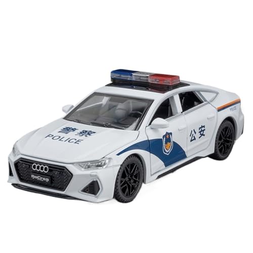 DIYUHUO Für 1/32 Simulation RS7 Polizeiauto Öffentliche Sicherheit Taxi Legierung Modell Sound und Licht Feedback Tür öffnen Spielzeug Ornament (weiß) von DIYUHUO