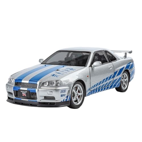 DIYUHUO for 1/24 GTR34 Legierung Sport Auto Modell Auto Spielzeug Sammlerstücke Ornamente(Silver) von DIYUHUO