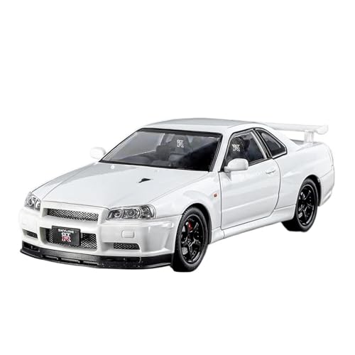 DIYUHUO for 1/24 GTR34 Legierung Sport Auto Modell Auto Spielzeug Sammlerstücke Ornamente(White) von DIYUHUO