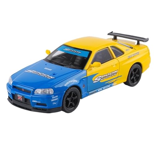 DIYUHUO for 1/32 Simulation GTR Skyline Blume Sport Auto Legierung Auto Modell Ornament Spielzeug(Blue) von DIYUHUO