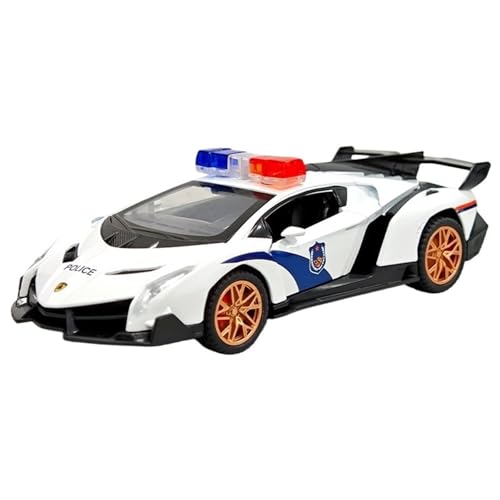 DIYUHUO for 1/32 Simulation Legierung Supercar Polizei Auto Modell Spielzeug Ornament(White) von DIYUHUO