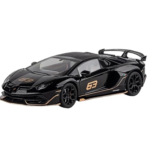 For 1/18 Simulation SVJ63 Legierung Automodel Lenkrad Aufhängung Sound Und Licht Gleiten Spielzeugsportwagen(Schwarz) von DIYUHUO