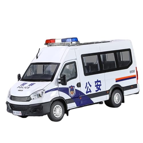 For 1/24 Simulation Iveco Öffentliche Sicherheit Spezielle Polizei Explosionsgeschützte Legierung Automodel Stoßdämpfer Lenker Sound Und Licht Türöffnung Spielzeug(Weiß) von DIYUHUO