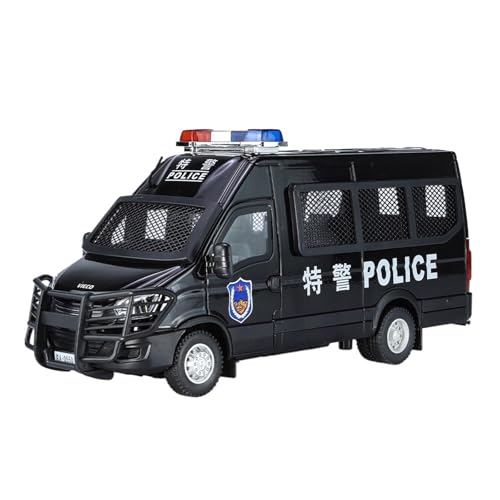 For 1/24 Simulation Legierung Iveco Polizeiauto Modell Spielzeug Ornament(Black) von DIYUHUO