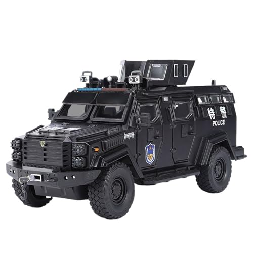 For 1/24 Simulation Säbelzahntiger Explosionsgeschützte Öffentliche Sicherheit Spezielle Polizei Legierung Lenkung Suspension Sound Und Licht Spielzeugautomodell(Black) von DIYUHUO