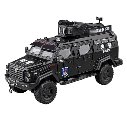 For 1/24 Simulation Säbelzahntiger Rüstung Explosionsgeschützte Lenkung Drei Getriebeschalter Legierung Polizeiauto Modell Spielzeugauto(Black) von DIYUHUO