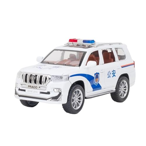 For 1/24 Simulation Von Prado Spezielle Polizei Legierung Automodel Mit Sound Und Licht Feedback Und Türöffnungsspielzeug(Weiß) von DIYUHUO