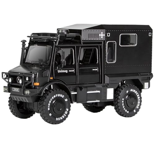 For 1/28 Legierung Simulation Unimog Off-road RV Modell Spielzeug Ornament(Black) von DIYUHUO