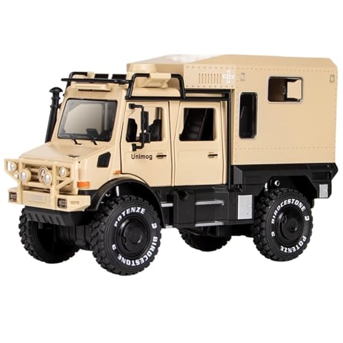 For 1/28 Legierung Simulation Unimog Off-road RV Modell Spielzeug Ornament (Beige) von DIYUHUO