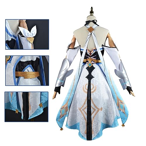 Anime Genshin Impact Traveler Lumine Cosplay-Kostüm mit Perücke, Kostüm, Halloween, Party, Damen und Mädchen, Anime-Anzug,Weiß,L von DJFOG