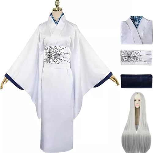 Damen Demon Slayer Cosplay Kostüm mit Perücke, Spider Rui Kimono Outfit Ruis Schwester Mutter Kleid Anzug Halloween Party Cardigan Robe,Rui's sister,L von DJFOG