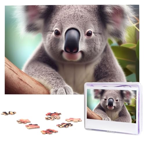 Holzpuzzle, niedliches Koala-Puzzle, 1000 Teile, personalisiertes Bild, Puzzle, Familiendekoration, Puzzle für Erwachsene, Familie, Hochzeit, Abschlussfeier, Geschenk von DJUETRUI