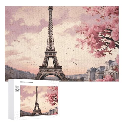 Holzpuzzle, romantisches Paris-Turm-Puzzle, 1000 Teile, personalisiertes Bild, Puzzle, Familiendekoration, Puzzle für Erwachsene, Familie, Hochzeit, Abschlussfeier, Geschenk von DJUETRUI