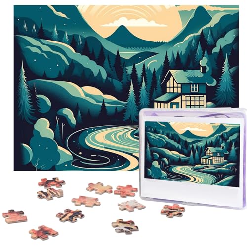 Holzpuzzle Illustration der Landschaft Puzzle 500 Teile Personalisiertes Bilderpuzzle Familie Dekoration Puzzle für Erwachsene Familie Hochzeit Abschluss Geschenk von DJUETRUI