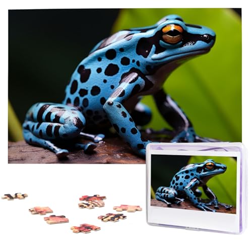 Puzzle 1000 Teile Personalisiertes Puzzle für Erwachsene Dartfrosch Blaues Bildpuzzle Benutzerdefinierte Puzzles aus Fotos Holzpuzzle Klassisches Puzzle für Familie Hochzeit Geburtstagsgeschenke von DJUETRUI