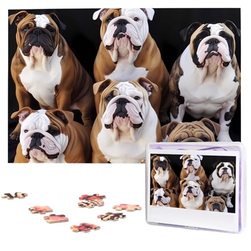 Puzzle 1000 Teile Personalisiertes Puzzle für Erwachsene Englische Bulldoggen Bilderpuzzle Benutzerdefinierte Puzzles aus Fotos Holzpuzzle Klassisches Puzzle für Familie Hochzeit Geburtstagsgeschenke von DJUETRUI