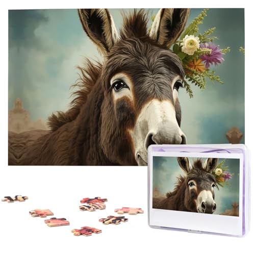 Puzzle 1000 Teile Personalisiertes Puzzle für Erwachsene Esel Tiere Bilderpuzzle Benutzerdefinierte Puzzles aus Fotos Holzpuzzle Klassisches Puzzle für Familie Hochzeit Geburtstagsgeschenke von DJUETRUI