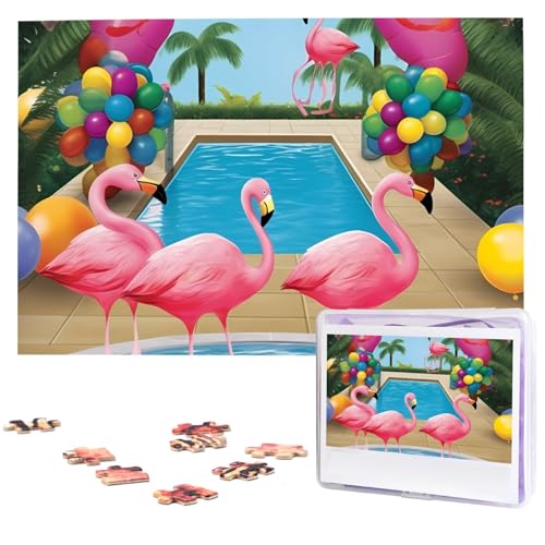 Puzzle 1000 Teile Personalisiertes Puzzle für Erwachsene Flamingo und Schwimmbad Bilderpuzzle Benutzerdefinierte Puzzles aus Fotos Holzpuzzle Klassisches Puzzle für Familie Hochzeit von DJUETRUI