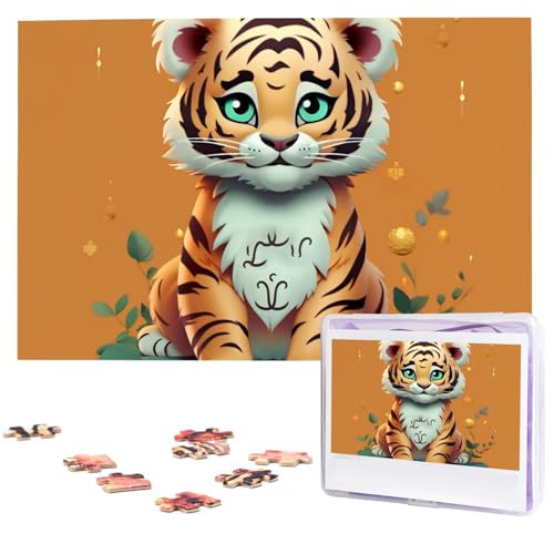 Puzzle 1000 Teile Personalisiertes Puzzle für Erwachsene Jahr des Tigers Lustiges Tiger-Bilderpuzzle Benutzerdefinierte Puzzles aus Fotos Holzpuzzle Klassisches Puzzle für Familie Hochzeit von DJUETRUI