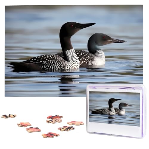 Puzzle 1000 Teile Personalisiertes Puzzle für Erwachsene Loon Birds Bilderpuzzle Benutzerdefinierte Puzzles aus Fotos Holzpuzzle Klassisches Puzzle für Familie Hochzeit Geburtstag Geschenke von DJUETRUI