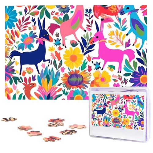 Puzzle 1000 Teile Personalisiertes Puzzle für Erwachsene Mexikanische Otomi Tiere Bilderpuzzle Benutzerdefinierte Puzzles aus Fotos Holzpuzzle Klassisches Puzzle für Familie Hochzeit Geburtstag von DJUETRUI