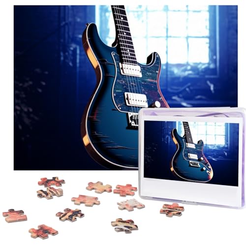 Puzzle 500 Teile Personalisiertes Puzzle für Erwachsene Blau Gitarre Bild Puzzle Benutzerdefinierte Puzzles aus Fotos Holzpuzzle Klassisches Puzzle für Familie Hochzeit Geburtstag Valentinstag von DJUETRUI