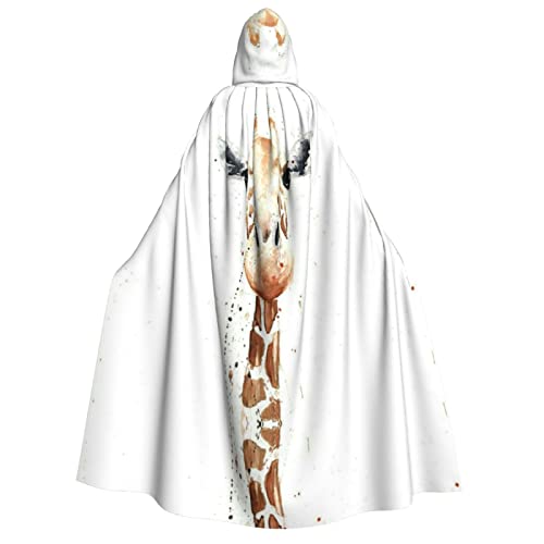 Clevere Giraffe Kapuzenumhang für Erwachsene, Halloween-Kostüme, Cosplay, langer Umhang, Verkleidung für Rollenspiele (150 cm) von DJnni