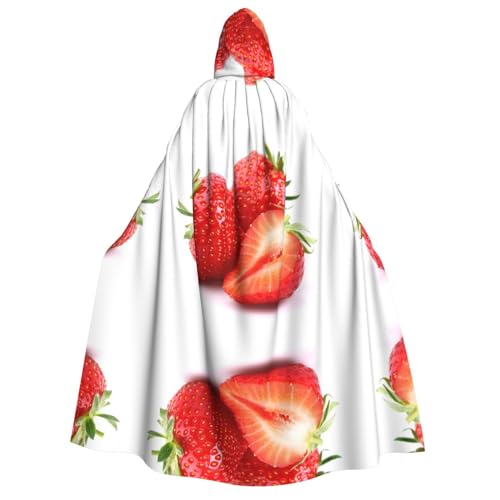 Fresh Strawberry Kapuzenumhang für Erwachsene, Halloween-Kostüme, Cosplay, langer Umhang, Verkleidung für Rollenspiele (150 cm) von DJnni