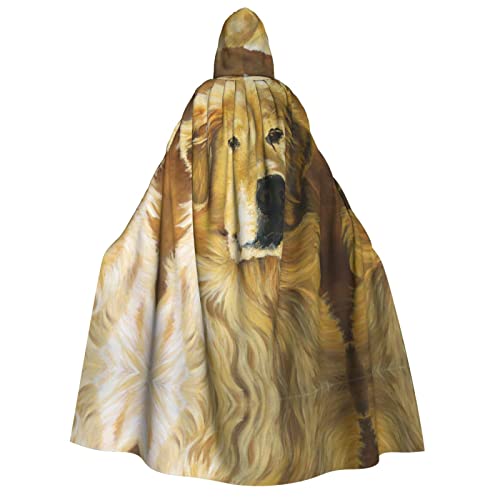 Golden Retriever Kapuzenumhang für Erwachsene, Halloween-Kostüme, Cosplay, langer Umhang, Verkleidung für Rollenspiele (150 cm) von DJnni