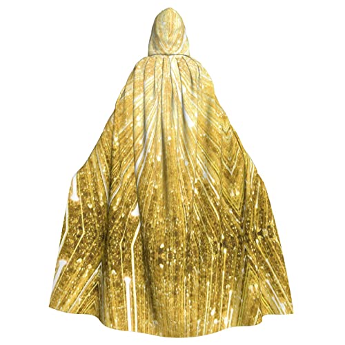 Goldener glitzernder Halloween-Kostüm, für Damen und Herren, Cosplay, langer Umhang, Verkleidung für Rollenspiele (147 cm) von DJnni