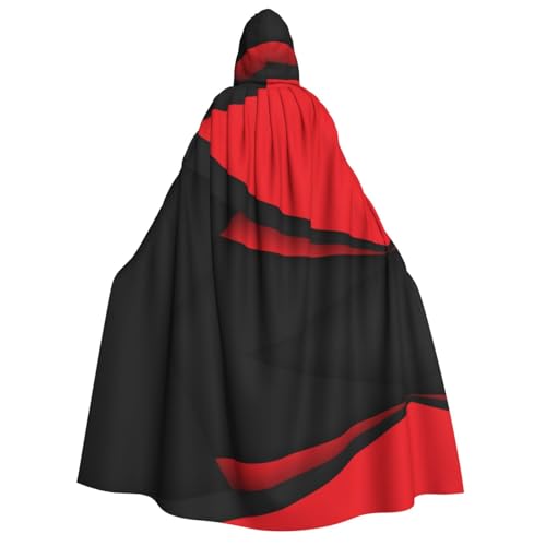 Kapuzenumhang für Erwachsene, Halloween-Kostüme, Cosplay, langer Umhang, Verkleidung für Rollenspiele, 150 cm, Rot / Schwarz von DJnni