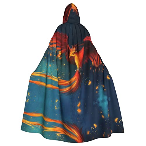 Orange-roter Phönix-Halloween-Kostüm, für Damen und Herren, Cosplay, langer Umhang, Verkleidung für Rollenspiele (147 cm) von DJnni