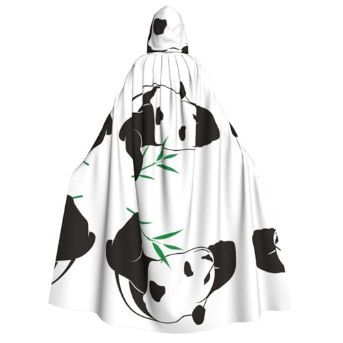 Süßer Panda Kapuzenumhang für Erwachsene, Halloween-Kostüme, Cosplay, langer Umhang, Verkleidung für Rollenspiele (150 cm) von DJnni