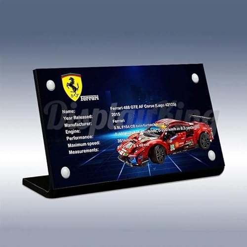 Acrylschild für LEGO Ferrari 488 GTE "AF Corse #51" 42125 (Lego Set ist nicht im Lieferumfang enthalten) von DK DISPLAYKING