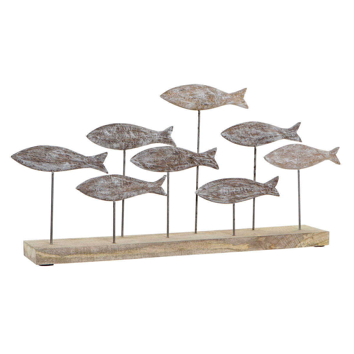 Deko-Figur DKD Home Decor natürlich Braun Weiß Eisen Mango-Holz Matrose Fische (65 x 9 x 31 cm) von DKD Home Decor