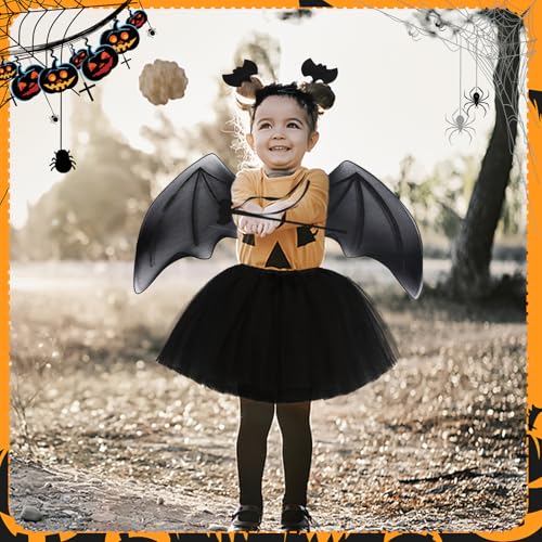 DKDDSSS 14 Stück Fledermaus Kostüm Mädchen, Fledermaus Kostüm Kinder, Fledermaus Halloween Kostüm, Halloween Kostüm Kinder, für Halloween, Karneval, Vampir Cosplay Party von DKDDSSS