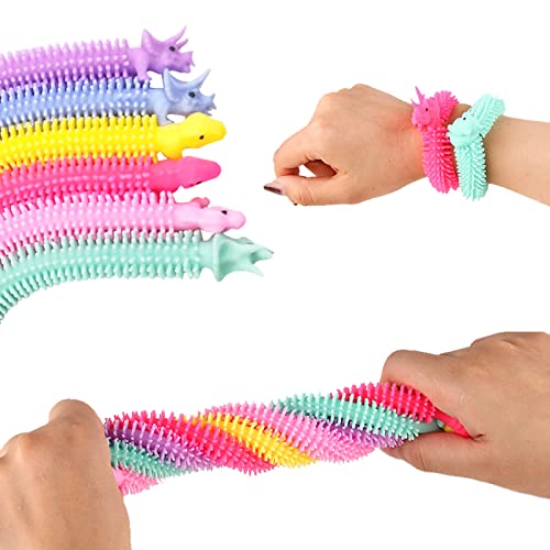 DKDDSSS 8 Stück Bunte Stretchy Strings, Dinosaurier Squeeze Spielzeug, Stressabbau Spielzeug Squeeze, Stretch Spielzeug für Kinder Erwachsene, Ideal für Sensorik-Training und Fingerübunge von DKDDSSS