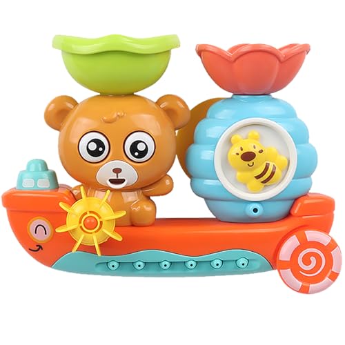 DKDDSSS Badewannenspielzeug ab 1 2 3 4 Jahre, Badespielzeug Baby ab 1 Jahr, Bär und Bee, Badewannen Spielzeug Kinder, Wasserspielzeug Kinder mit Tasse, Babyspielzeug Geschenk für Jungen und Mädchen von DKDDSSS