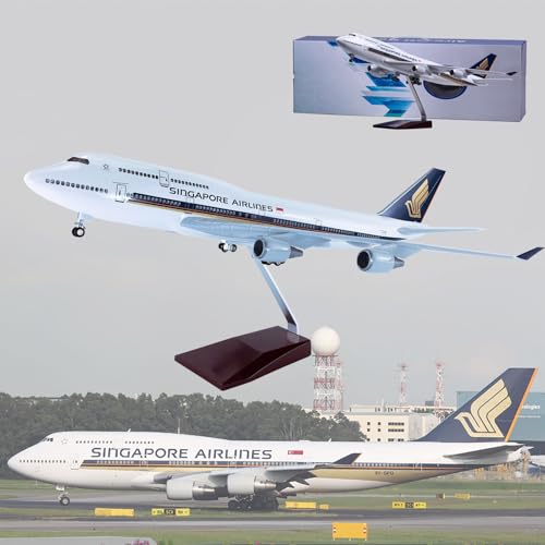 Flugzeugmodell, 18,5 Zoll, Modellflugzeug im Maßstab 1:150, Jet-Modelle, Flugzeugmodell Singapore B747-400, Druckguss-Sammlerstücke, Flugzeugmodell aus Kunstharz for Sammeln oder Verschenken(Large) von DKHOUN