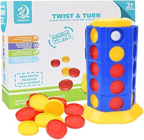 DKIIL NOIYB 4 in Einer Reihe, Brettspiel für Kinder ab 6 Jahren, Battle Strategiespiel für 2 Spieler, 4 in Einer Reihe Reihe Vertikales Brettspiel mit Funktionen Spinning (A) von DKIIL NOIYB