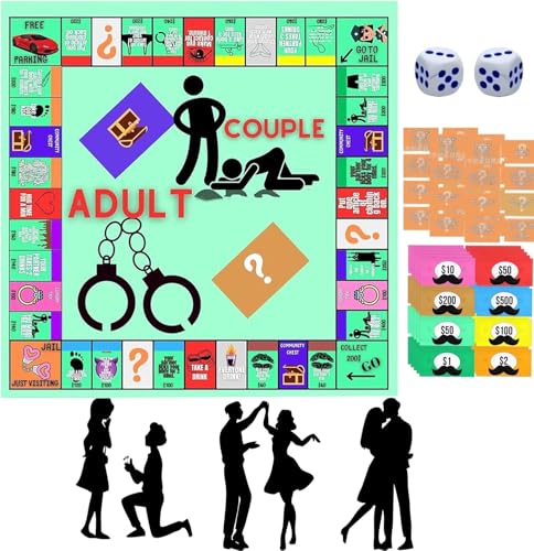 DKIIL NOIYB Adultopoly Board Game, Couples Date Night Dice, Date Night Würfel für Paare, Adult Couple Game Night Brettspiel für Paare Card Games, Romantisches Geschenk für Ihren Partner (1pc) von DKIIL NOIYB