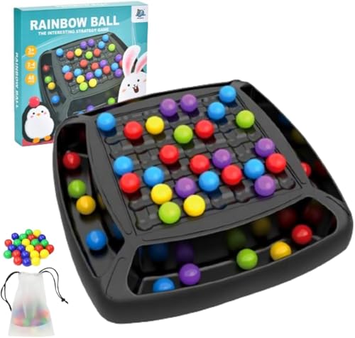 DKIIL NOIYB Intellektuelles Schachbrett, Intellectual Chessboard Dual Duel, Rainbow Ball Elimination Brettspiel, Intellektuelles Schachbrett Doppelduell für Kinder (48 Bälle - Hase) von DKIIL NOIYB