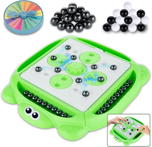 DKIIL NOIYB Magnetspiel, 2024 Neue Magnetic Chess Game, 44pcs Brettspiel mit Rotierendem Schildkrötenbrett, Magnetisches Schachspiel, Interaktives Tisch Magnetspiel für Kinder und Erwachsene (Grün) von DKIIL NOIYB