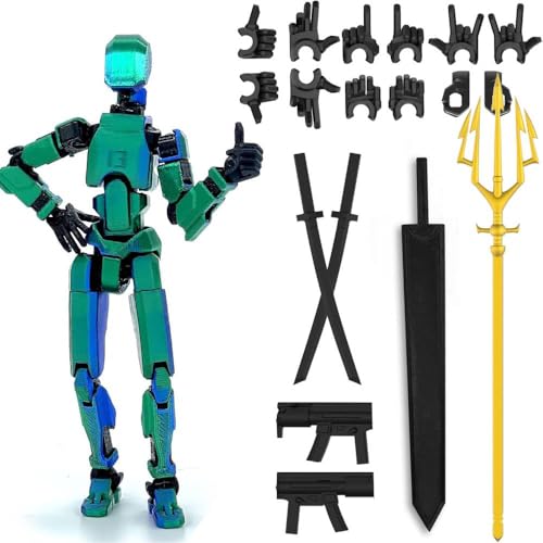 DKIIL NOIYB T13 Action Figure, Bereits Montiert 3D Printed Actionfigure, Titan 13 Actionfigur mit 6 Waffen 6 Paar Hände, Lucky 13 Actionfiguren Beweglich, S13 Figure Desktop-Dekorationen (A4) von DKIIL NOIYB