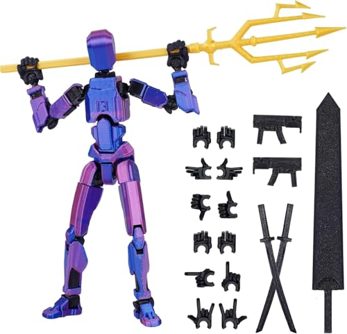 DKIIL NOIYB T13 Action Figure, Bereits Montiert 3D Printed Actionfigure, Titan 13 Actionfigur mit 6 Waffen 6 Paar Hände, Lucky 13 Actionfiguren Beweglich, S13 Figure Desktop-Dekorationen (A5) von DKIIL NOIYB