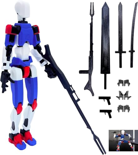 DKIIL NOIYB T13 Action Figure, Bereits Montiert Titan 13 Action Figure, 3D Printed Multi-Jointed Movable Actionfiguren mit 6 Waffen und 3 Händen, Dummy T13 Lucky 13 Figures Desktop-Dekoration von DKIIL NOIYB