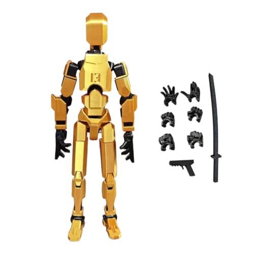 DKIIL NOIYB T13 Action Figure, 34CM Titan 13 Action Figure Bereits Montiert, Lucky 13 Figure Beweglich, Dummy 13 3D Printed Multi-Jointed Movablen, Desktop Dekorationen (34CM Gold) von DKIIL NOIYB