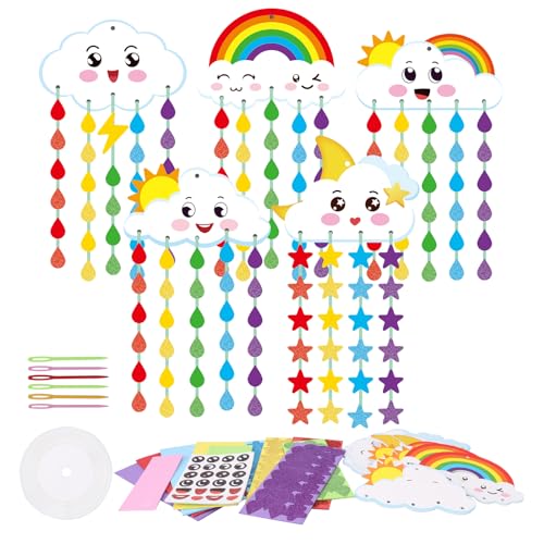 DKINY 10 Regenbogen Bastelset für Kinder Wolken Mix&Match Kunst und Bastelhandwerk DIY Regenbogen-Tropfen Kreativsets zum Basteln Rainbow Kreative Bastelbedarf für Junge Mädchen in Frühling Sommer von DKINY